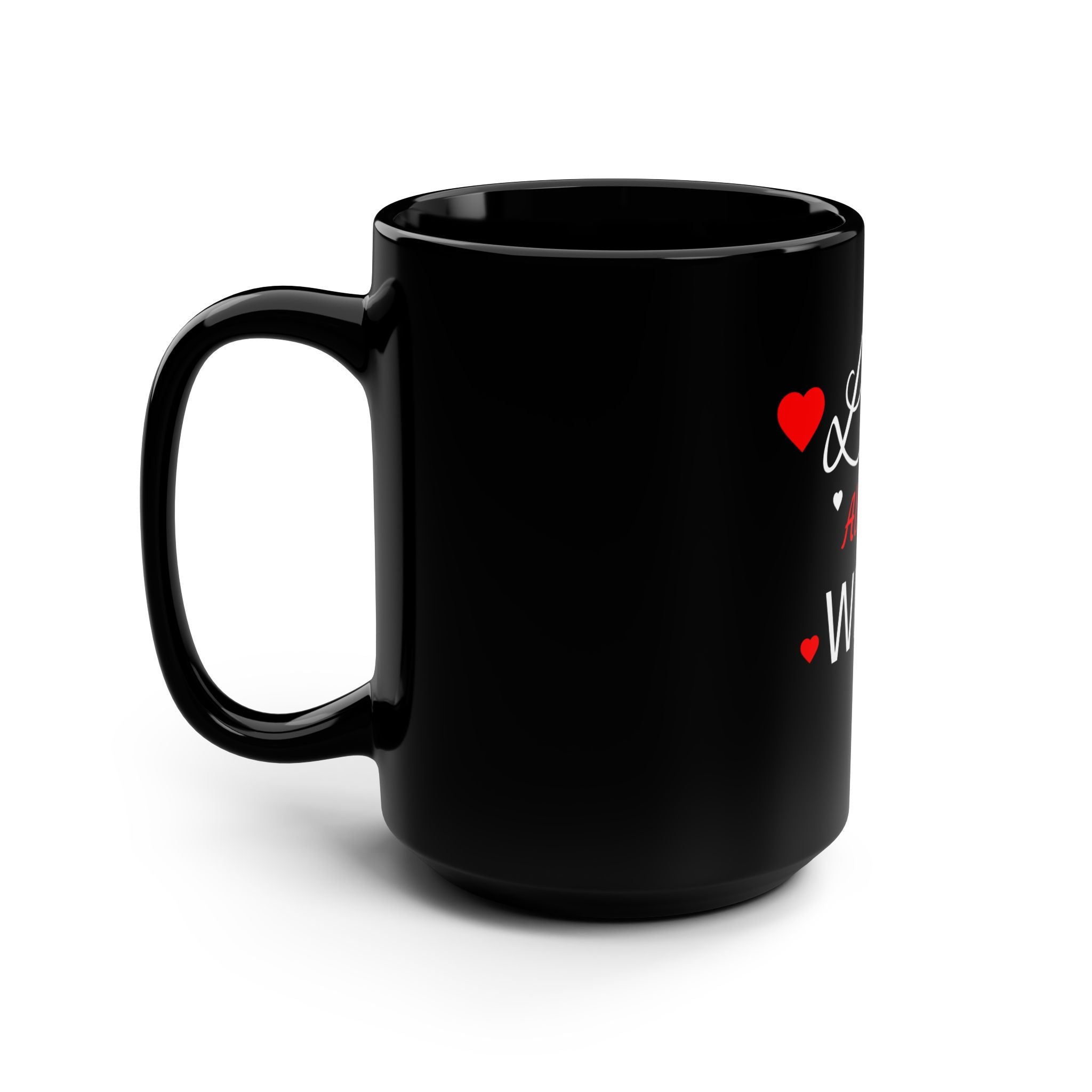 Love Always Wins Black Mug, 15oz